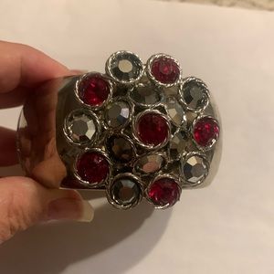 WBM Red & Silver Rhinestone Cuff bracelet NWT